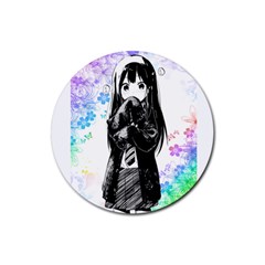 Shy Anime Girl Rubber Coaster (round)  by Brittlevirginclothing