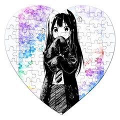 Shy Anime Girl Jigsaw Puzzle (heart) by Brittlevirginclothing