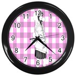 Cute Anime Girl Wall Clocks (Black) Front