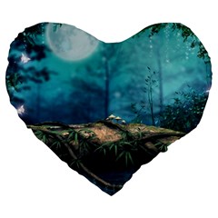 Fantasy Nature  Large 19  Premium Flano Heart Shape Cushions by Brittlevirginclothing