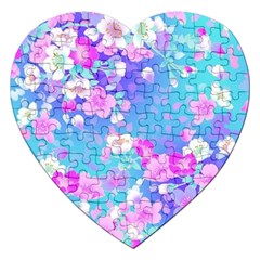 Colorful Pastel Flowers Jigsaw Puzzle (heart) by Brittlevirginclothing