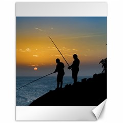 Two Men Fishing At Shore Canvas 12  X 16   by dflcprints