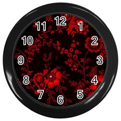 Small Red Roses Wall Clocks (black) by Brittlevirginclothing