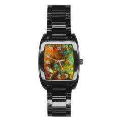 Mixed Abstract Stainless Steel Barrel Watch by digitaldivadesigns