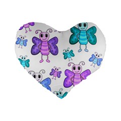 Cute Butterflies Pattern Standard 16  Premium Heart Shape Cushions by Valentinaart