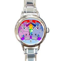 Unicorn Love Round Italian Charm Watch by Valentinaart