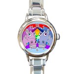 Unicorn love Round Italian Charm Watch Front