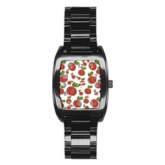 Peaches Pattern Stainless Steel Barrel Watch by Valentinaart