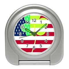 Usa Ireland American Flag Shamrock Irish Funny St Patrick Country Flag  Travel Alarm Clocks by yoursparklingshop