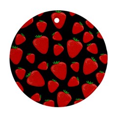 Strawberries Pattern Round Ornament (two Sides)  by Valentinaart