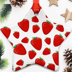 Decorative Strawberries Pattern Ornament (star)  by Valentinaart