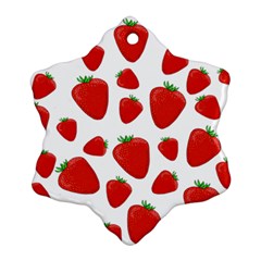 Decorative Strawberries Pattern Snowflake Ornament (2-side) by Valentinaart