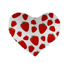 Decorative Strawberries Pattern Standard 16  Premium Heart Shape Cushions by Valentinaart