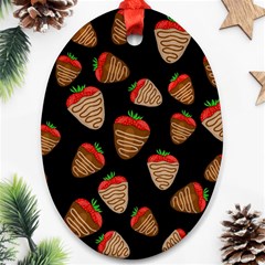 Chocolate Strawberries Pattern Oval Ornament (two Sides) by Valentinaart