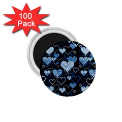 Blue Harts Pattern 1 75  Magnets (100 Pack)  by Valentinaart