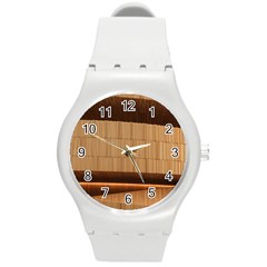 Architecture Art Boxes Brown Round Plastic Sport Watch (m) by Amaryn4rt