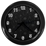 Dark silvered flower Wall Clocks (Black) Front