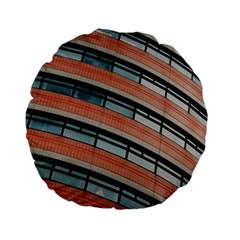 Architecture Building Glass Pattern Standard 15  Premium Flano Round Cushions by Amaryn4rt