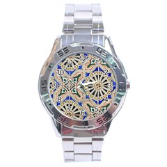 Ceramic Portugal Tiles Wall Stainless Steel Analogue Watch by Amaryn4rt