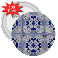 Ceramic Portugal Tiles Wall 3  Buttons (100 Pack)  by Amaryn4rt