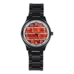 Portugal Ceramic Tiles Wall Stainless Steel Round Watch by Amaryn4rt