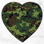 Camouflage Green Brown Black Jigsaw Puzzle (Heart) Front