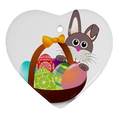 Easter Bunny Eggs Nest Basket Ornament (heart) by Nexatart