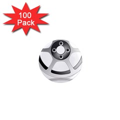 Car Wheel Chrome Rim 1  Mini Magnets (100 Pack)  by Nexatart