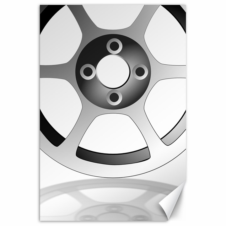 Car Wheel Chrome Rim Canvas 20  x 30  