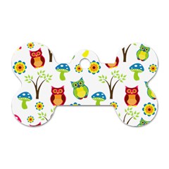 Cute Owl Wallpaper Pattern Dog Tag Bone (two Sides) by Nexatart