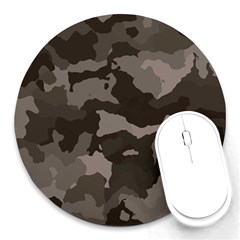 Background For Scrapbooking Or Other Camouflage Patterns Beige And Brown Round Mousepads by Nexatart