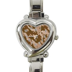 Background For Scrapbooking Or Other Beige And Brown Camouflage Patterns Heart Italian Charm Watch by Nexatart