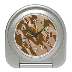 Background For Scrapbooking Or Other Beige And Brown Camouflage Patterns Travel Alarm Clocks by Nexatart