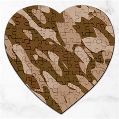 Background For Scrapbooking Or Other Beige And Brown Camouflage Patterns Jigsaw Puzzle (heart) by Nexatart