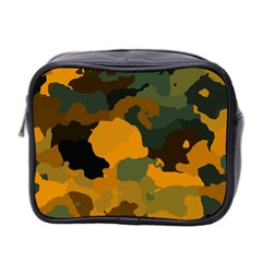 Background For Scrapbooking Or Other Camouflage Patterns Orange And Green Mini Toiletries Bag 2-side by Nexatart