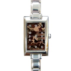 Background For Scrapbooking Or Other Camouflage Patterns Beige And Brown Rectangle Italian Charm Watch by Nexatart