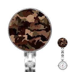 Background For Scrapbooking Or Other Camouflage Patterns Beige And Brown Stainless Steel Nurses Watch by Nexatart