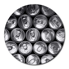 Black And White Doses Cans Fuzzy Drinks Round Mousepads by Nexatart