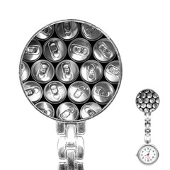 Black And White Doses Cans Fuzzy Drinks Stainless Steel Nurses Watch by Nexatart