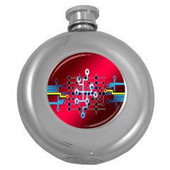 Board Circuits Trace Control Center Round Hip Flask (5 Oz) by Nexatart