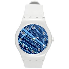 Mobile Phone Smartphone App Round Plastic Sport Watch (m) by Nexatart