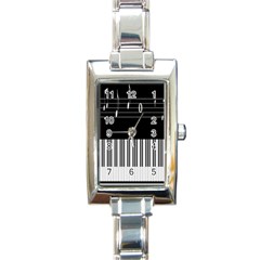 Piano Keyboard With Notes Vector Rectangle Italian Charm Watch by Nexatart