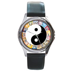 Yin Yang Eastern Asian Philosophy Round Metal Watch by Nexatart