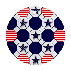 Patriotic Symbolic Red White Blue Round Ornament (two Sides) by Nexatart