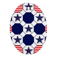 Patriotic Symbolic Red White Blue Oval Ornament (two Sides) by Nexatart