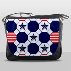 Patriotic Symbolic Red White Blue Messenger Bags by Nexatart