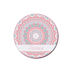 Pattern Tribal Blue Pink Drink Coaster (round) by strawberrymilkstore8