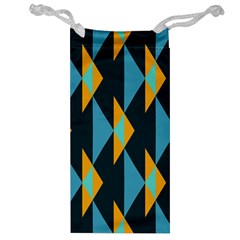 Yellow Blue Triangles Pattern                                                        Jewelry Bag by LalyLauraFLM