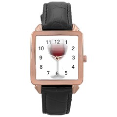 Wine Glass Steve Socha Rose Gold Leather Watch  by WineGlassOverlay