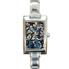 Blue Water Camouflage Rectangle Italian Charm Watch by Nexatart